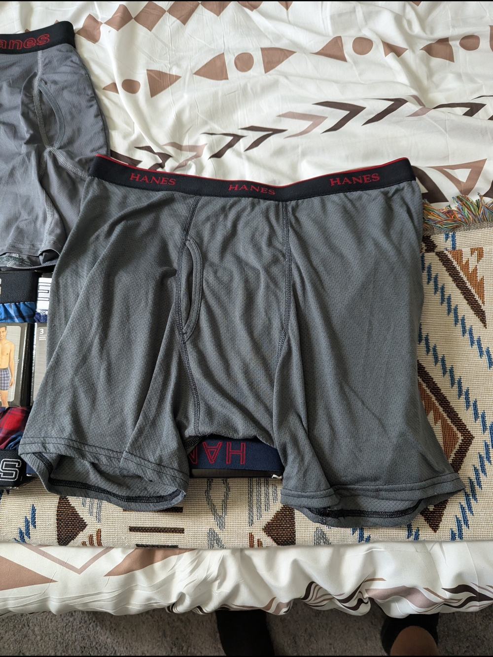 Hanes Men’s Boxer Briefs Pack – Blue, Black, Gray, Red - Picture 2 of 8